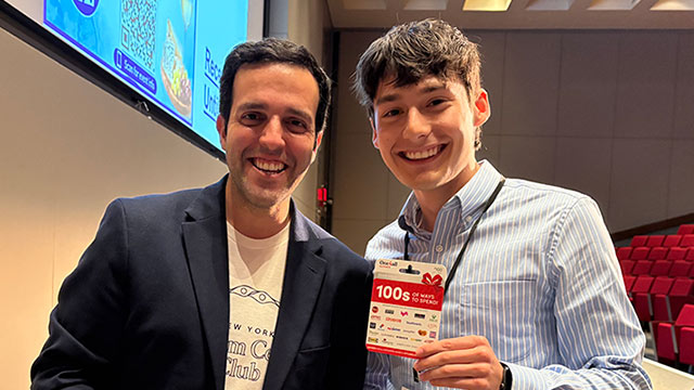 event speaker with attendee
